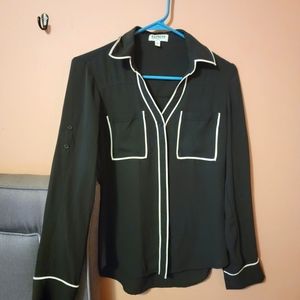 Express Semi Sheer Black Portofino Shirt